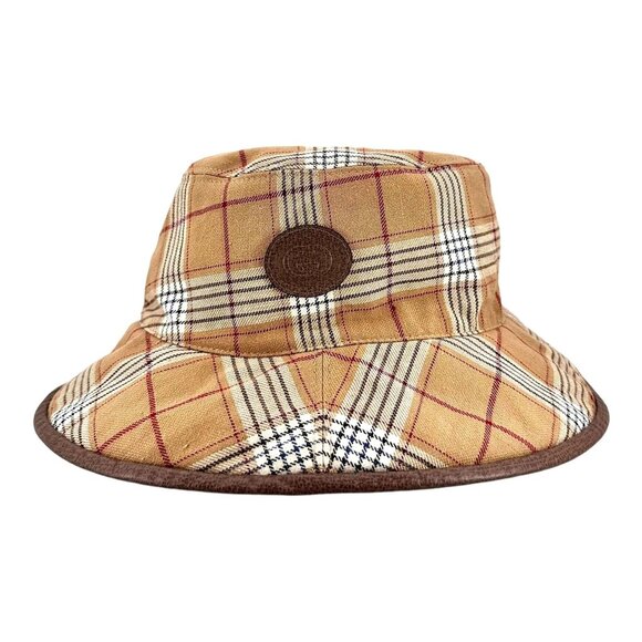 Gucci Monogram Plaid Bob Double Back Reversible Bucket Hat Beige M58cm 700851 - Picture 1 of 11